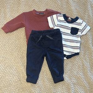 Ben Sherman Burgundy Sweater and Navy Pants Baby Set
